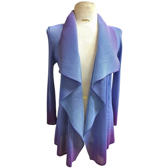 Vivian Shyu Textured Kimono Top Women S M Shawl Collar Long Sleeve Purple Retro - Picture 7 of 10